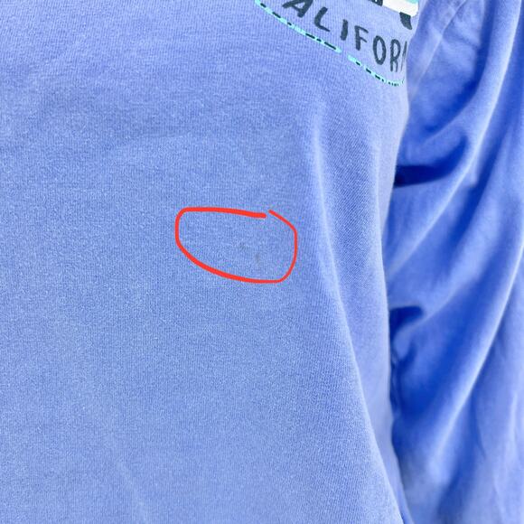 Blue 84 SMALL Blue Lake Tahoe California Long Sleeve Crop Tee Shirt T-Shirt - Picture 8 of 14